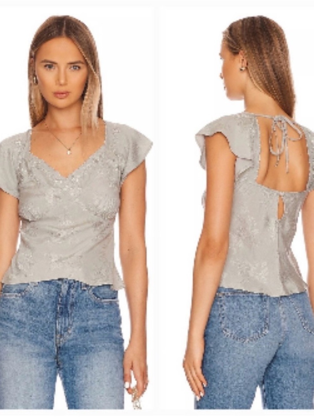Tularosa Natalie Embroidered Top in Blue Abyss/REVOLVE NWT XXS